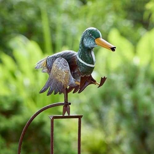 Red Carpet Studios Garden Art Small Walking Duck Balance Rocker Metal Garden Stake Yard Décor, 55” Tall, Mallard Duck with Moving Legs - Image 2
