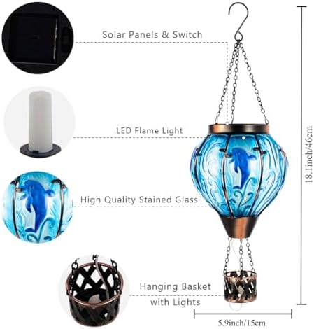 Dolphin Hot Air Balloon Solar Lantern with Flame Flickering Light - Image 4