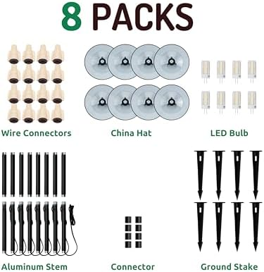 Lumina Lighting® 4W Landscape Lighting 12V Landscape Lights Low Voltage Landscape Path Lights Warm White Waterproof Outdoor Replaceable G4 LED Bulb for Garden Pathway Lawn Yard (Black) (8-Pack) - Image 4