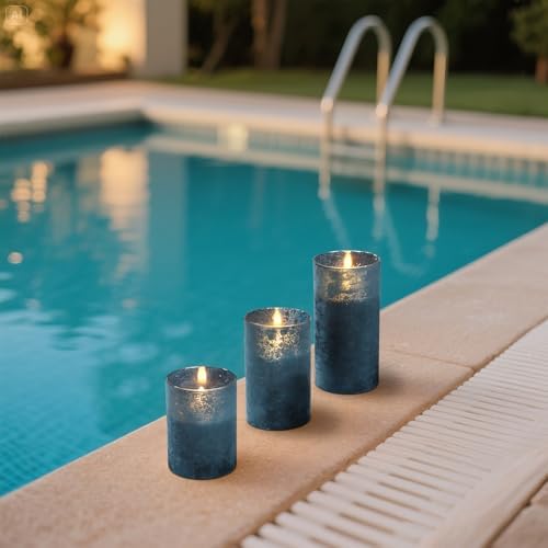 Blue Flameless Candles With Remote LED Battery Operated Pillar Candles Set - Image 4