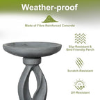 SKYFIRE 21.85 Inch Tall Pedestal Bird Bath, Fibre Reinforced Concrete Birdbath with Twisted Base, Weather Resistant & Durable Bird Bath for Garden Patio Lawn Backyard, Gray - Image 3