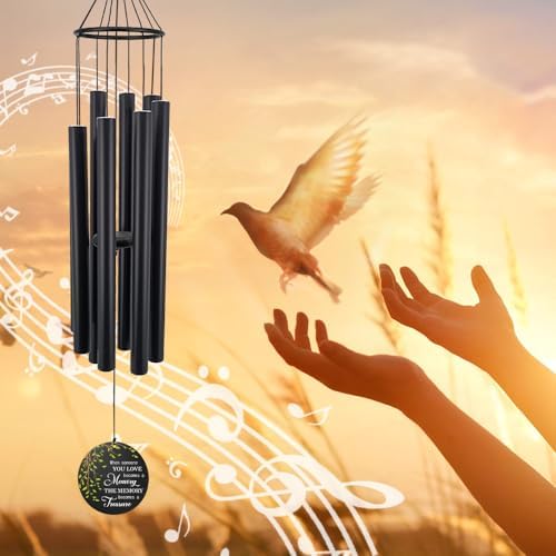 Sympathy Wind Chime, Personalized Name Memorial Gifts, Green Leafs Wind Chimes for Loss of Loved Ones, Sympathy Gifts Wind Chimes for Condolences/Funeral - Image 2