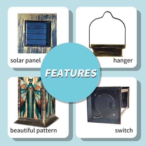 Solar Lantern Vintage 1960s Style Fox Outdoor Waterproof Garden Hanging Lantern Solar Powered Lighting Outside Solar Light for Patio Yard Camping, Gifts for Women Mom - Image 5