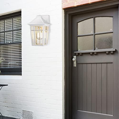 Darkaway Outdoor Sconce Lights Wall Light Fixtures, Front Porch Light Outdoor Wall Anti-Rust Waterproof Aluminum with Glass Exterior Light Fixture for Patio, Yard, Doorway, Garage(1 Pack, White) - Image 5