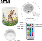 4 Pack Floral Bunny Flameless Candles with 18-Key Remote Battery Operated Candles with Timer Easter Day Flickering LED Elictric Pillar Tealights for Living Room Bedroom Home Decor - Image 2