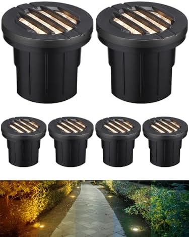 LEONLITE 6-Pack Dia. 4 Inch 5CCT Well Light Grated Top Black by LEONLITE