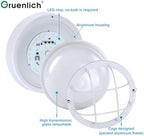 GRUENLICH LED Bulkhead Light, 8" Round Aluminum, 3000K, White, 2 Pack - Image 3