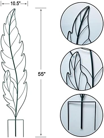 Metal Garden Trellis Plant Support Trellis for Climbing Vines Floral Vegetables Metal Trellis -Green Leaf Trellis Garden Decor Set of 2（Green） - Image 6