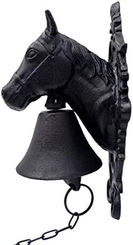 HTTMT- Horse Head Upstreet Outdoor Dinner Bell Made For Ranch House Family Front Door Interior Exterior Décor | Wall Hanging Mount Heavy Cast Solid Iron Handcrafted Antique Doorbell [P/N: ET-BELL001] - Image 4