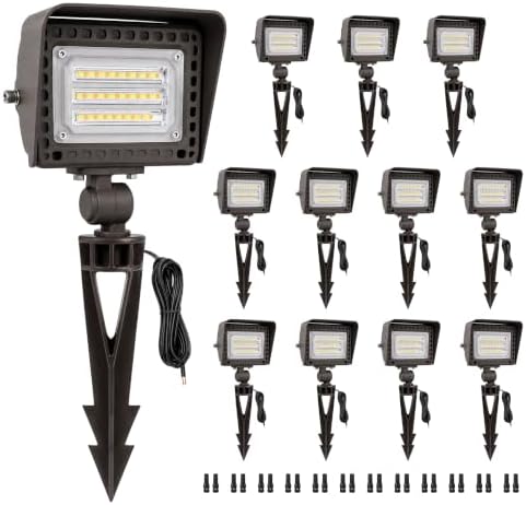 Gardenreet 12V Low Voltage Landscape Flood Lights, 7W LED Outdoor Wall Washer Lights 800LM Each, 2700K Warm White IP65 Aluminum Flood Lights, Angle Adjustable Wide Beam for Garden Beds, Yard, 12 Pack by Gardenreet