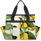 Banana Pattern Garden Tool Bag Organizer Heavy Duty Tropical Fruit Gardening Tote Bag with 10 Pockets for Women Men Gardening Gifts by Home
