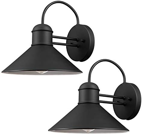 Globe Electric 44165 1-Light Outdoor Wall Sconce, 2-Pack, Weatherproof, Black Finish, Outdoor Lighting Modern, Wall Lighting, Porch Light, Front Porch Décor, Patio Décor, Outdoor, Bulb Not Included by GlobeElectric