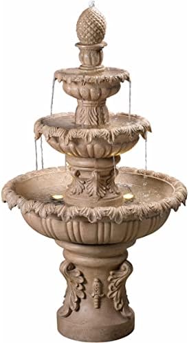 Kenroy Home Ibiza Classic Outdoor Floor Fountain, Sandstone, 45 Inch Height, 25.5 Inch Width, 25.5 Inch Depth by KenroyHome
