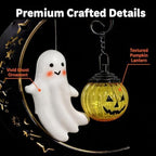 Halloween Solar Garden Stake Light Crescent Moon Cute Ghost - Image 5