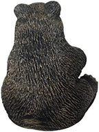 Solid Rock Stoneworks Sitting Bear Cub Stone Garden Statue 12in Tall Autumn Brown Color - Image 3