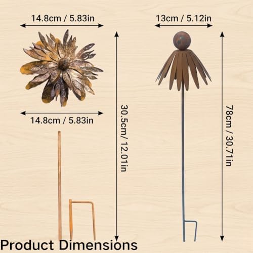 Vintage Rusty Cornflower Statues Stake, Metal Artistic Wire Art Decor Rustic Garden Sculptures,Outdoor Iron Copper Garden Decor for Lawns Yard Patio Home Farmhouse Decoration (3A) - Image 7