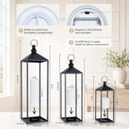 LED Lanterns Decorative Indoor&Outdoor, 23’’ 19’’ 13’’ Large Black Candle Lanterns Set with 3 Flameless Candles, Metal Holders for Porch, Patio, Garden, Home, Fireplace, Decorations Decor - Image 3