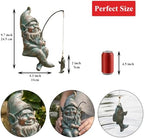 Garden Gnome Pond Statue Decoration, Fishing Copper Gnome Garden Statue Outdoor Koi Pond or Waterfall Decor, 9.7" Gnome Fishing Poolside Statue with Glow in Dark Pebbles Included, Great Gifts for Mom - Image 4
