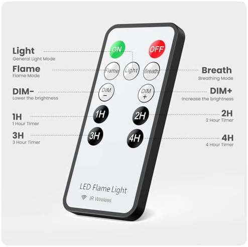 Hompavo 【Upgraded】 Flame Lights with Remote, Timer, 4-Mode Rechargeable - Image 6