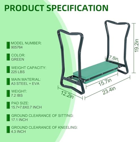 Backyard Expressions Garden Kneeler - Multi-Functional Gardening Seat and Kneeler - Image 3