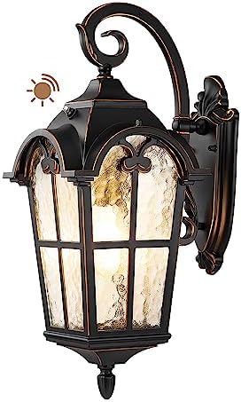EDISHINE Dusk to Dawn Outdoor Wall Light 20.4 Inch Waterproof Black by EDISHINE
