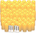72 Pack Christmas Decoration Flickering Flameless Candles, Battery Operated Candles,Waterproof Outdoor LED Pillar Candles for Home ,Wedding,Halloween,Birthday,Valentine'sDay (D2.2 xH 5" 6" 7" Ivory) by fclayvts