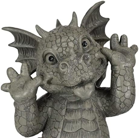 Ebros Gift Whimsical Garden Dragon Making Silly Funny Faces Statue 10.25" H Cute Baby Dragon Faux Stone Resin Finish Figurine Dungeons and Dragons Mythical Fantasy Sculpture Guest Greeter Home Decor - Image 4