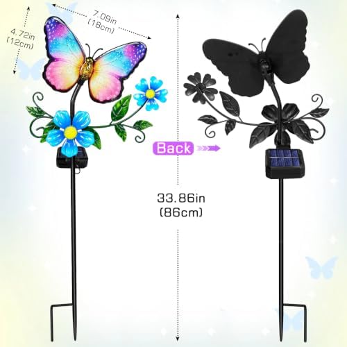 EDOF Solar Garden Lights Solar Butterfly with Sparkling Light-Up Wings Multi-Color Changing,Waterproof Colorful Butterfly Decor,Birthday Gifts Women Mom,Decorative Figurine for Yard Porch Patio Lawn - Image 2