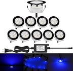 Low Voltage LED Deck Lighting Kit Stainless Steel 1W Waterproof Outdoor Yard Garden Decoration Lamps Landscape Pathway Patio Step Stairs LED In-ground Lights Black Border(10pcs,Blue) by QACALEDOutdoorRecessedDeckLightingKits
