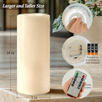5" x 14" Large Waterproof Outdoor Flameless Candles Battery Operated LED Flickering Pillar Candles with Remote and Timer for Indoor Outdoor Lanterns, Off White, Long Lasting, Set of 2 - Image 3