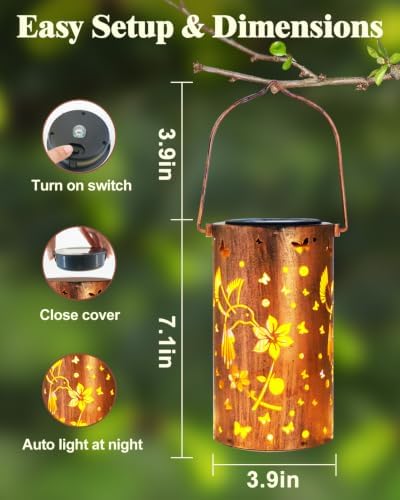 DIBIEECN Birthday Gifts for Women, Solar Lanterns, Hummingbirds, 1 Pack - Image 4