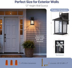 12'' Outdoor Porch Light, Matte Black Outdoor Wall Lantern Aluminum - Image 6