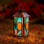 Solar Lantern Retro Frosted Glass Fox Art Outdoor Waterproof Garden Hanging Lantern Solar Powered Lighting Outside Solar Light for Patio Yard Camping, Gifts for Women Mom by Unknown