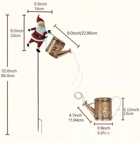 Christmas Solar Kettle Lights, Santa Watering Can Lights (Colored Light) - Image 6