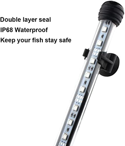LED Aquarium Light, 2 Pack 15 inches Fish Tank Light RGB Color Underwater Light Submersible Crystal Glass Lights, 42 LED Beads, Brightness Adjustable Memory Function, LED Light bar Stick - Image 3