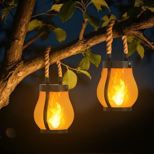 Hompavo Gen2 Solar Lanterns Outdoor Waterproof with Ultra-Real Flame by Hompavo