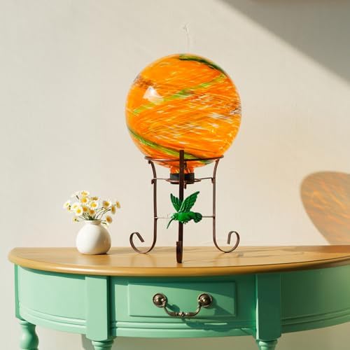 10 Inch Glass Gazing Ball with 9.4" H Metal Stand - Image 2