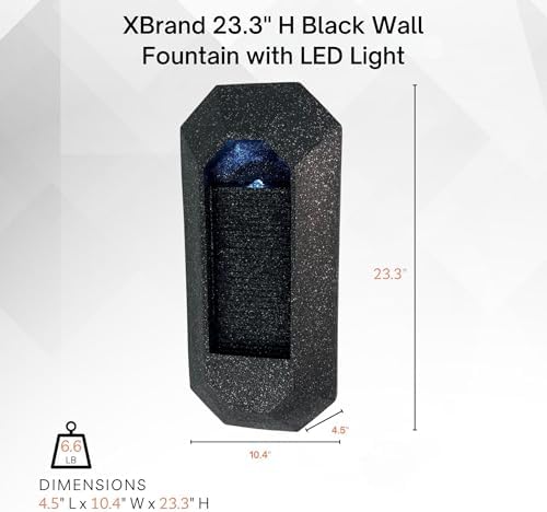 XBrand 23.3" H Black Wall Fountain with LED Light - Image 5