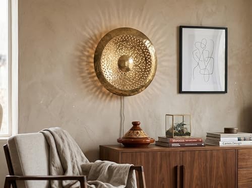 Moroccan Brass Wall Lamp Sconce Home Decor, Handmade Lighting Copper Metal Lights Turkish Lamp, Ramadan Candle Lantern, Candle Holder, Indoor Outdoor, Patio, Porch, Shelf, Garden (Disc) - Image 3