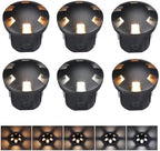 CLOUDY BAY [6 Pack] 6W LED Landscape Well Lights, 12-24V Low Voltage In-Ground Uplights IP65 Waterproof Aluminum Turret Top Anti-Glare,5CCT Selectable 2700K/3000K/3500K/4000K/5000K,Black by CLOUDYBAY
