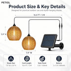 Rattan Solar Lanterns Outdoor, Solar Powered Hanging Lamp with Remote Control, 16.4FT Cord, Warm Outdoor Pendant Light for Patio, Porch, Gazebo, Pergola, Garden (2 Pcs Grey) - Image 5
