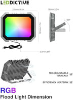 Leddictive 2 Pack RGB LED Flood Light 100W, 1000W Equivalent 10000 LM Outdoor Landscape Flood Lights with 2 Remote, IP66 Waterproof Outdoor Light for Christmas Party Stage Uplight Wall Wash - Image 2