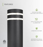 ASD 24" Round Bollard Light Fixture, Outdoor Pathway Floor Lamp | Antiglare, Waterproof, ETL Listed | 60W E26 Bulb Socket 120V | Landscape Hardwired Lighting, Exterior Post Lantern | Black - Image 3