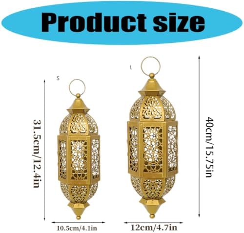 Moroccans Iron Candle Holders Hanging Lantern with Intricate Cutout Design for Romantics Home Decors and Outdoor Use - Image 5