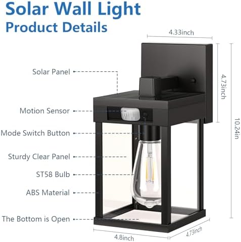 Solar Wall Lanterns Outdoor with 3 Lighting Modes & Motion Sensor, 2 Pack - Image 7