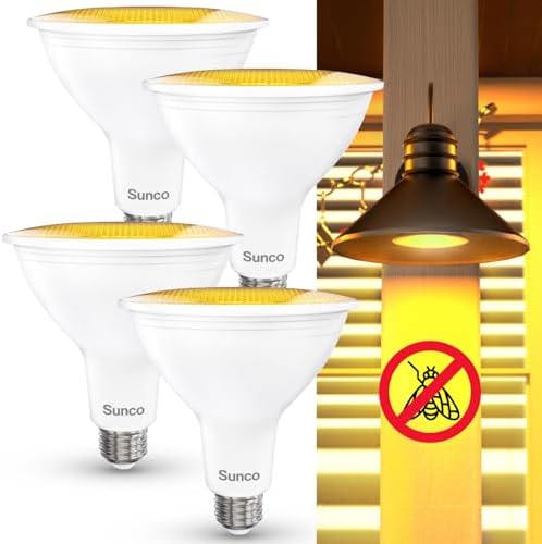 Sunco PAR38 LED Bug Light Bulb, 2000K Amber Glow, 11W=75W, E26, Wet Rated by Unknown