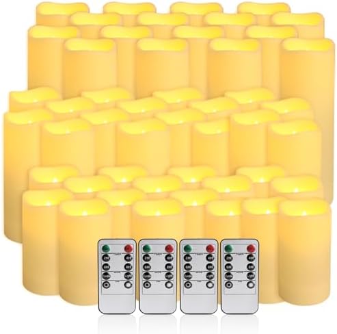 48-Pack LED Flameless Candles with Remote Control - Perfect for Home, Parties, and Special Occasions - Create a Magical Ambiance Effortlessly(Three Sizes) by Wfmolcand