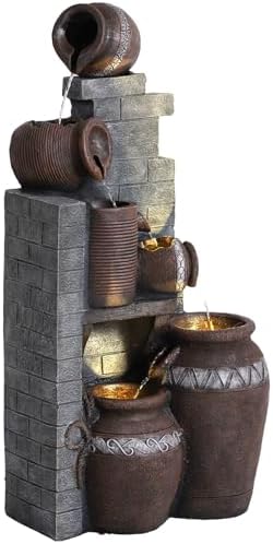 TITIMO 39.3" Outdoor Water Fountain and Waterfalls, 5 Tiers Garden Fountain - Image 5