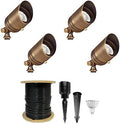 VOLT 12V Brass Fat Boy LED Outdoor Spotlight 4-Pack Expansion Kit (Bronze) by VOLT