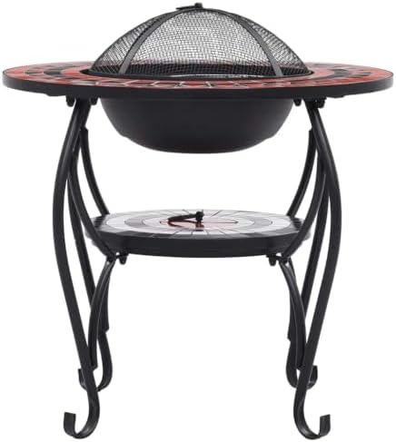 Mosaic Fire Pit Table, Ceramic Bowl, Garden Patio Heater, 26.8 in - Image 4